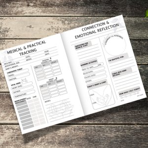 Inside pages showing medical tracking and emotional reflection
