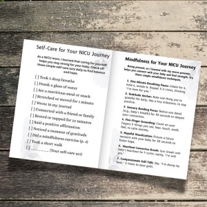 Self-care and mindfulness pages for NICU parents